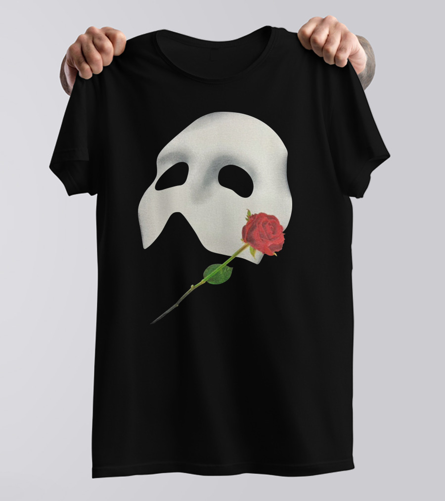 The Phantom Of The Opera 1988 Mask And Red Rose Iconography T-Shirt
