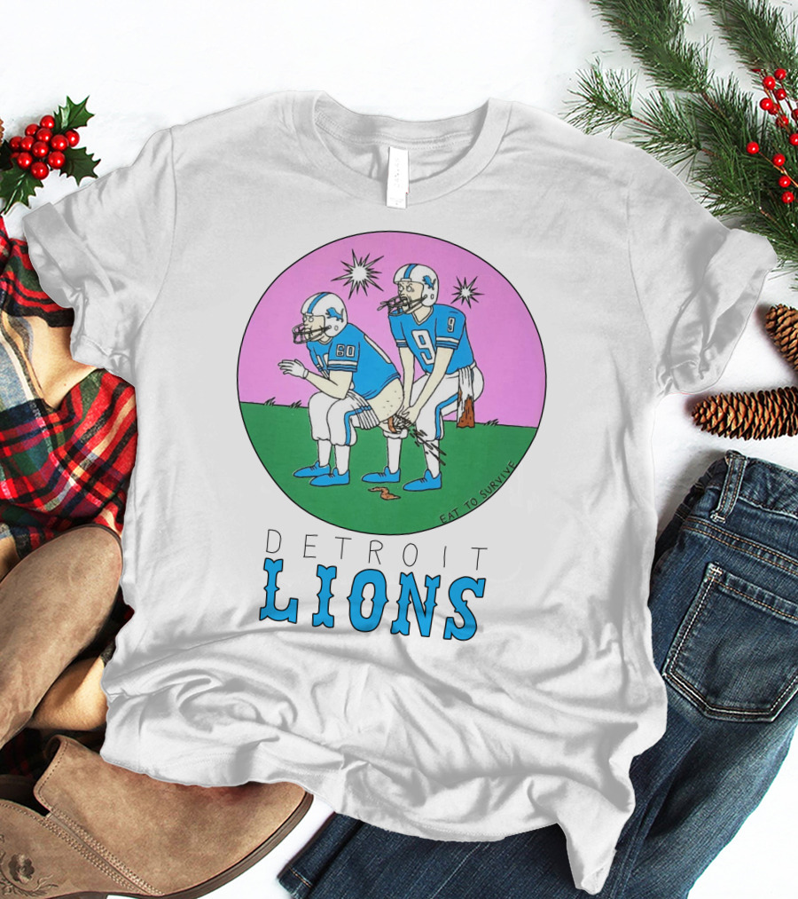 Eat To Survive Detroit Lions Football Comic Humorous T-Shirt