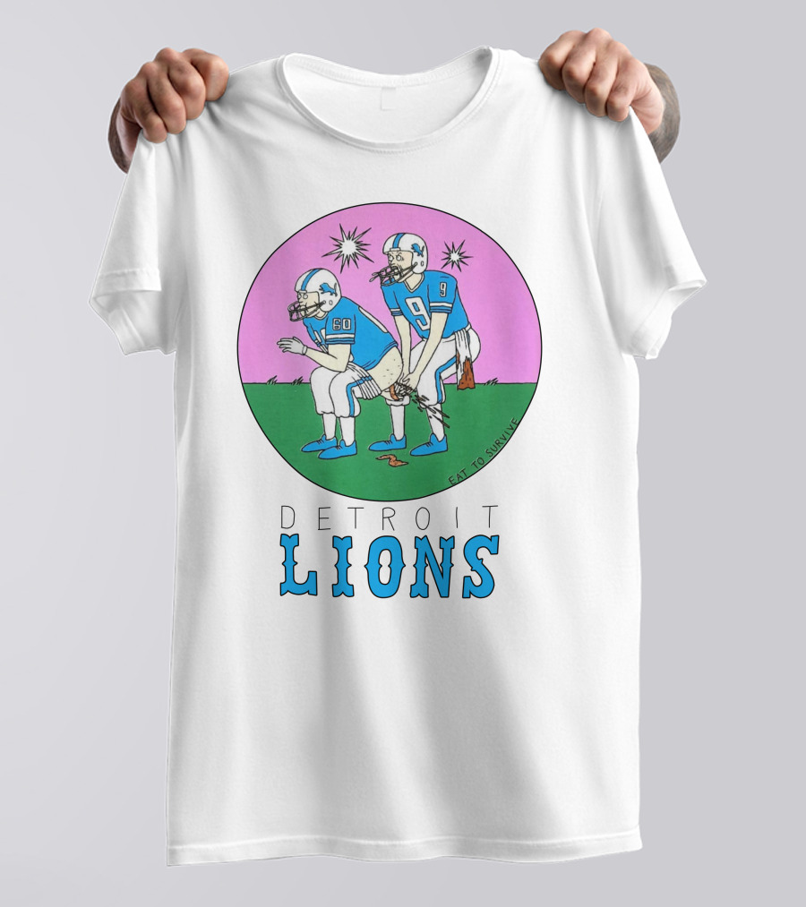 Eat To Survive Detroit Lions Football Comic Humorous T-Shirt