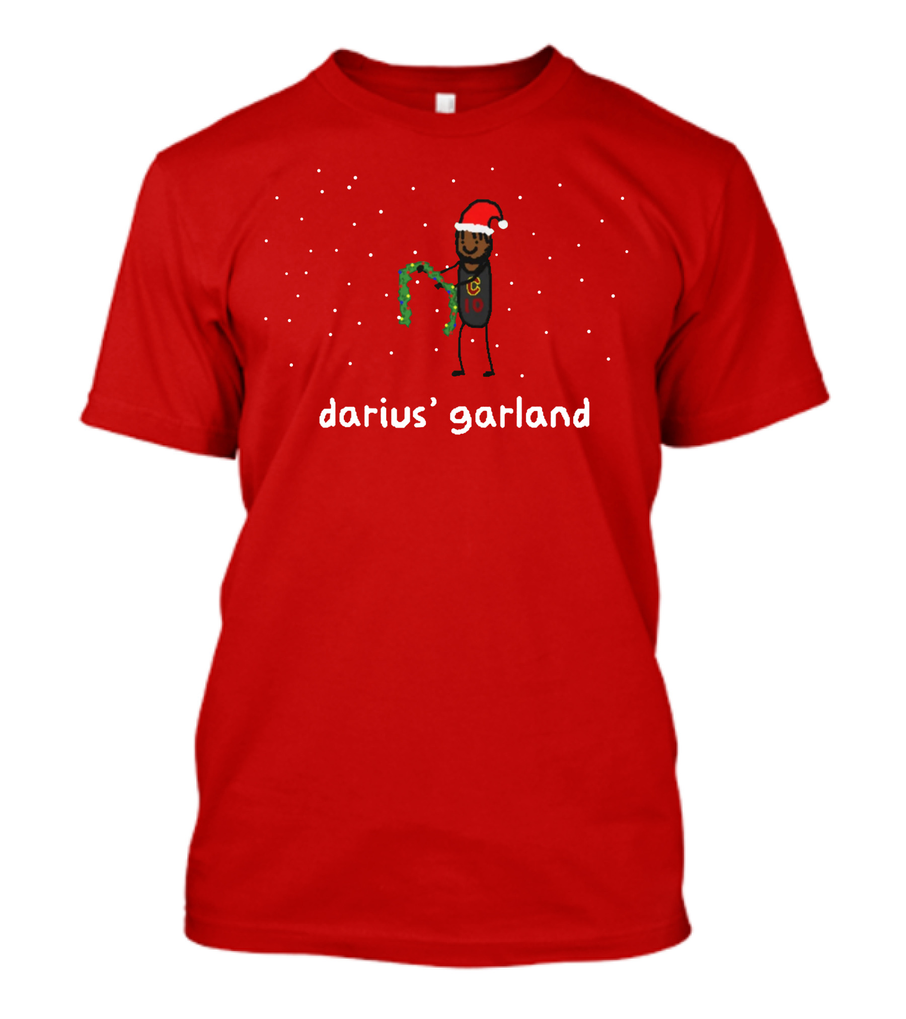 Darius' Garland Festive Christmas Cartoon With Santa Hat And Green Decoration T-Shirt