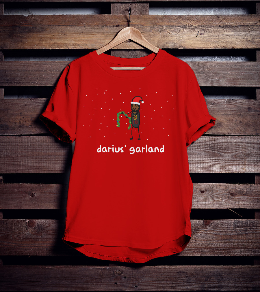 Darius' Garland Festive Christmas Cartoon With Santa Hat And Green Decoration T-Shirt