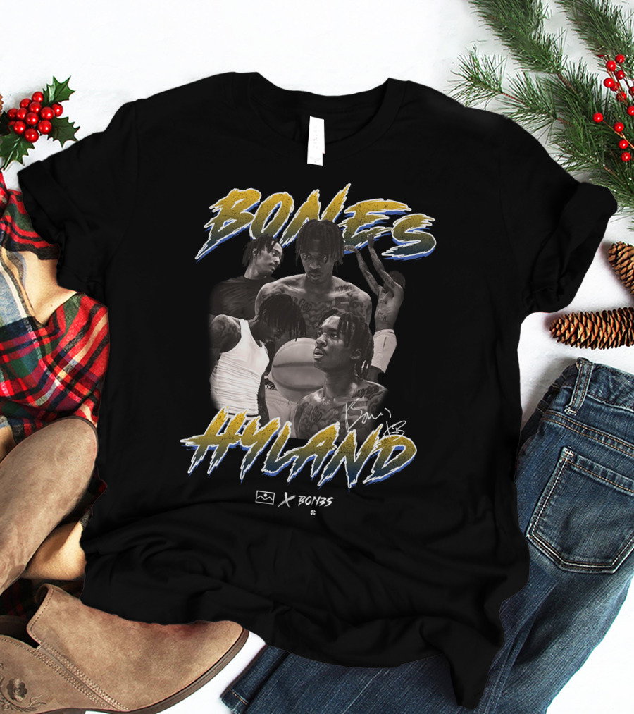 Bones Hyland Vintage Photo Collage Basketball X Bones T-Shirt
