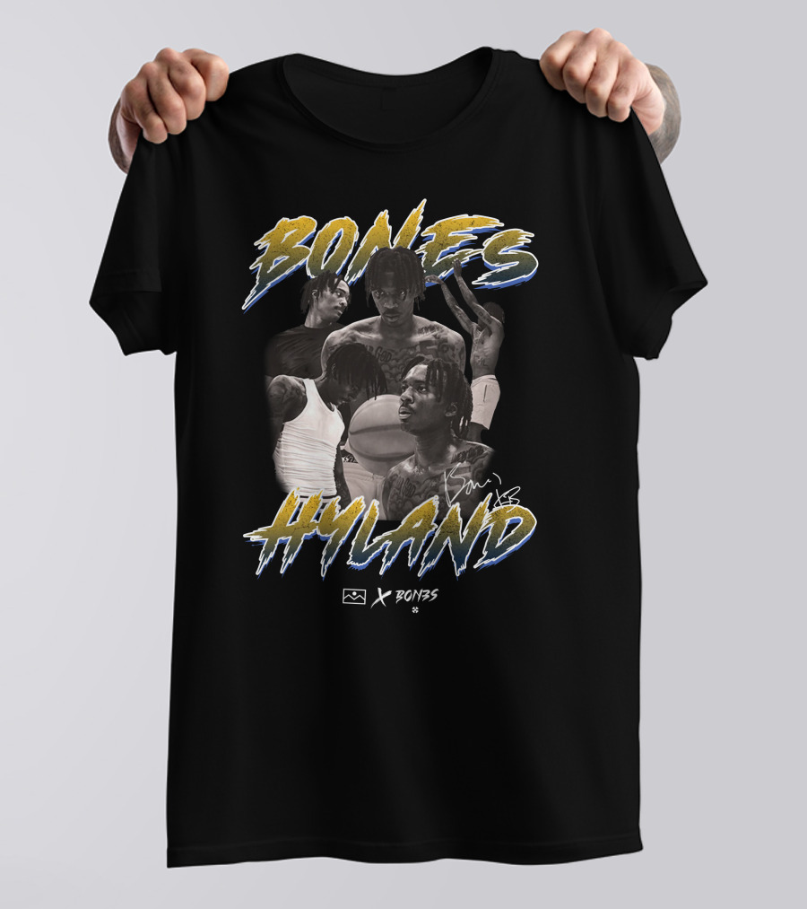 Bones Hyland Vintage Photo Collage Basketball X Bones T-Shirt