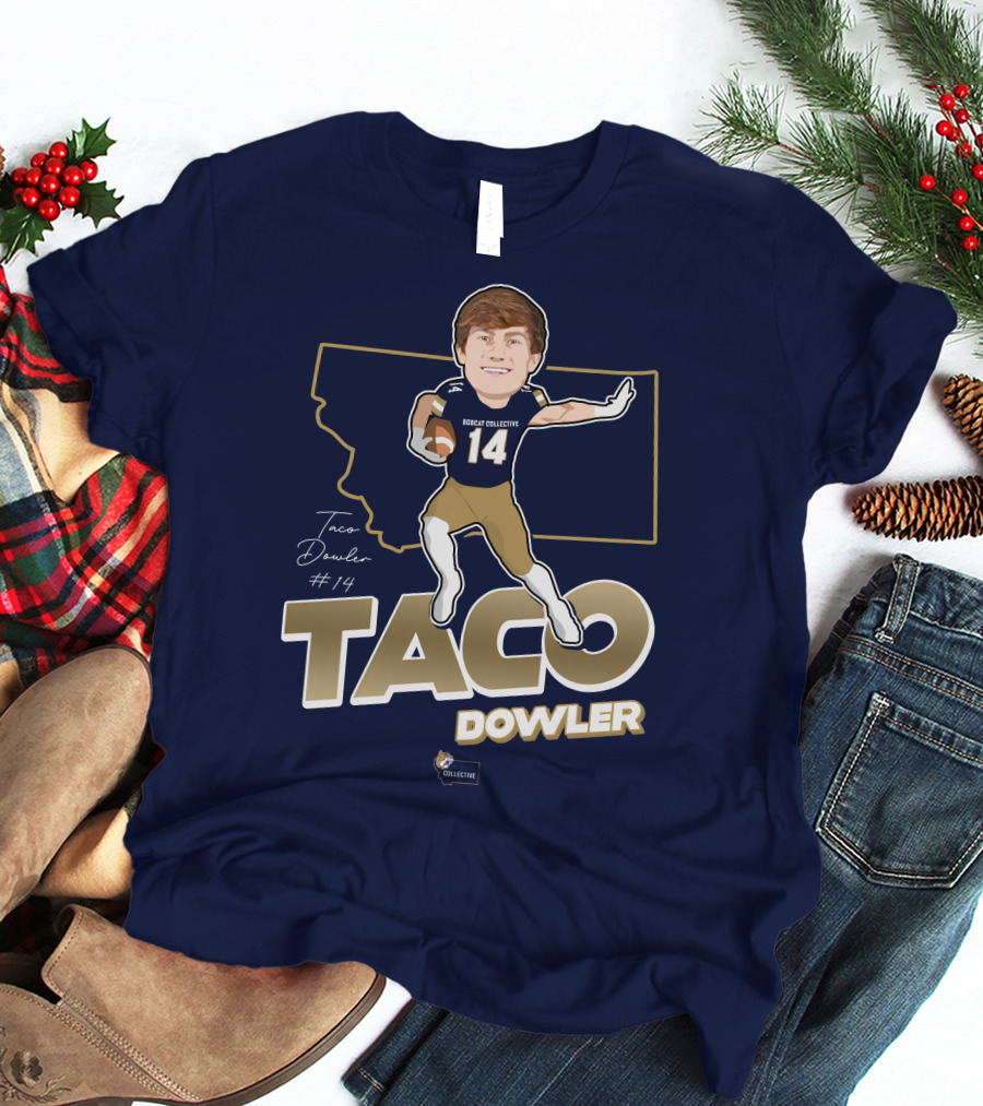 Bobcat Collective Taco Dowler #14 Montana Football T-Shirt