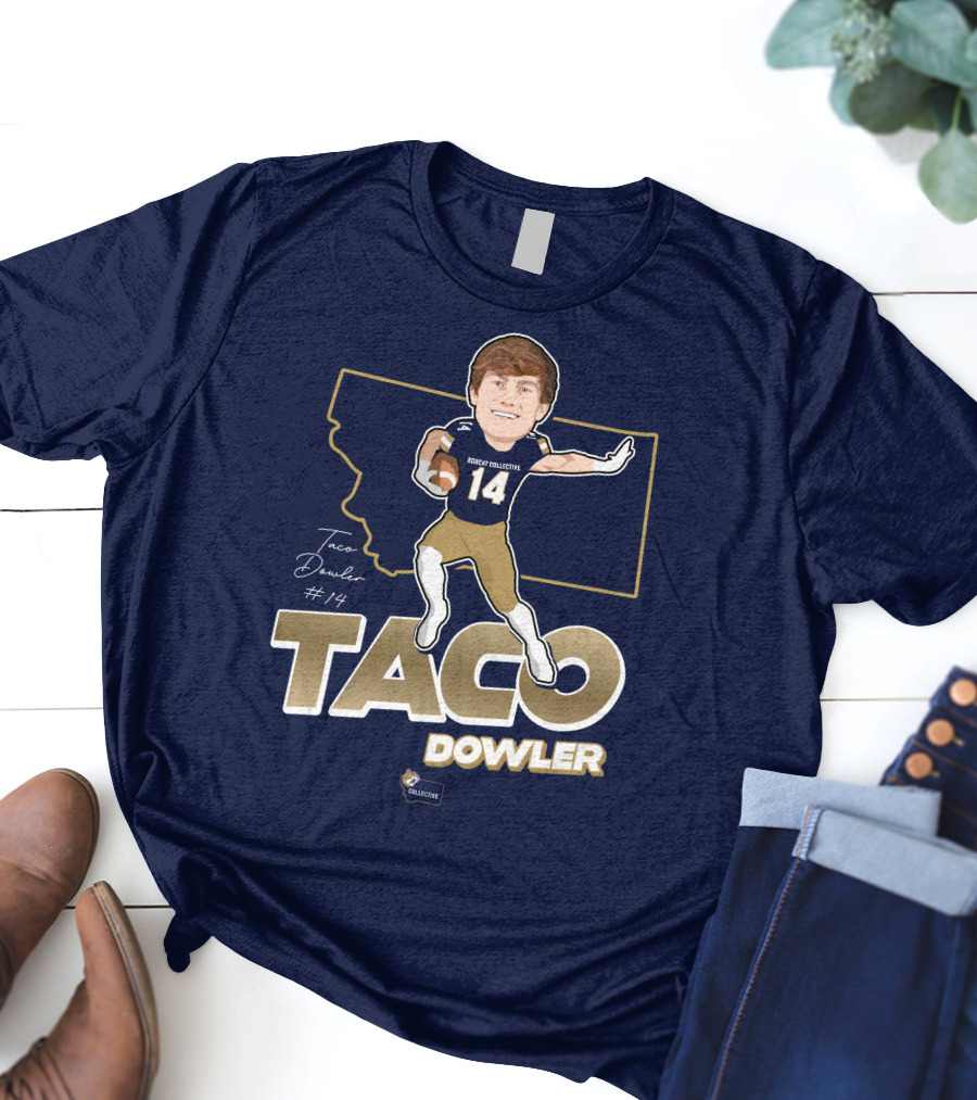 Bobcat Collective Taco Dowler #14 Montana Football T-Shirt