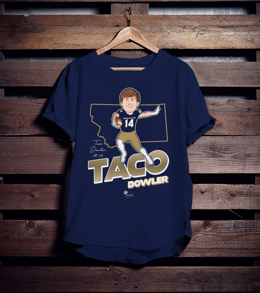 Bobcat Collective Taco Dowler #14 Montana Football T-Shirt