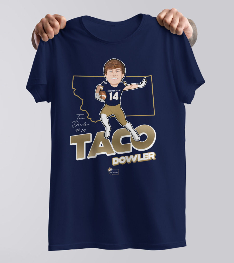 Bobcat Collective Taco Dowler #14 Montana Football T-Shirt