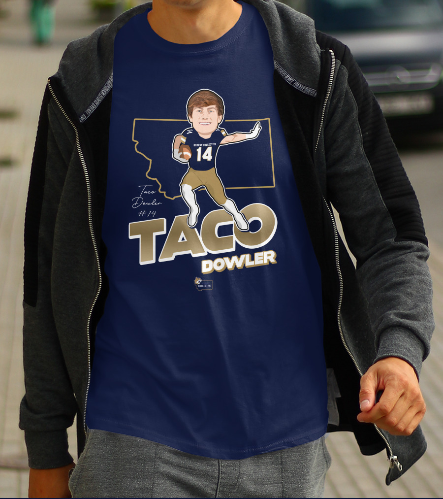 Bobcat Collective Taco Dowler #14 Montana Football T-Shirt