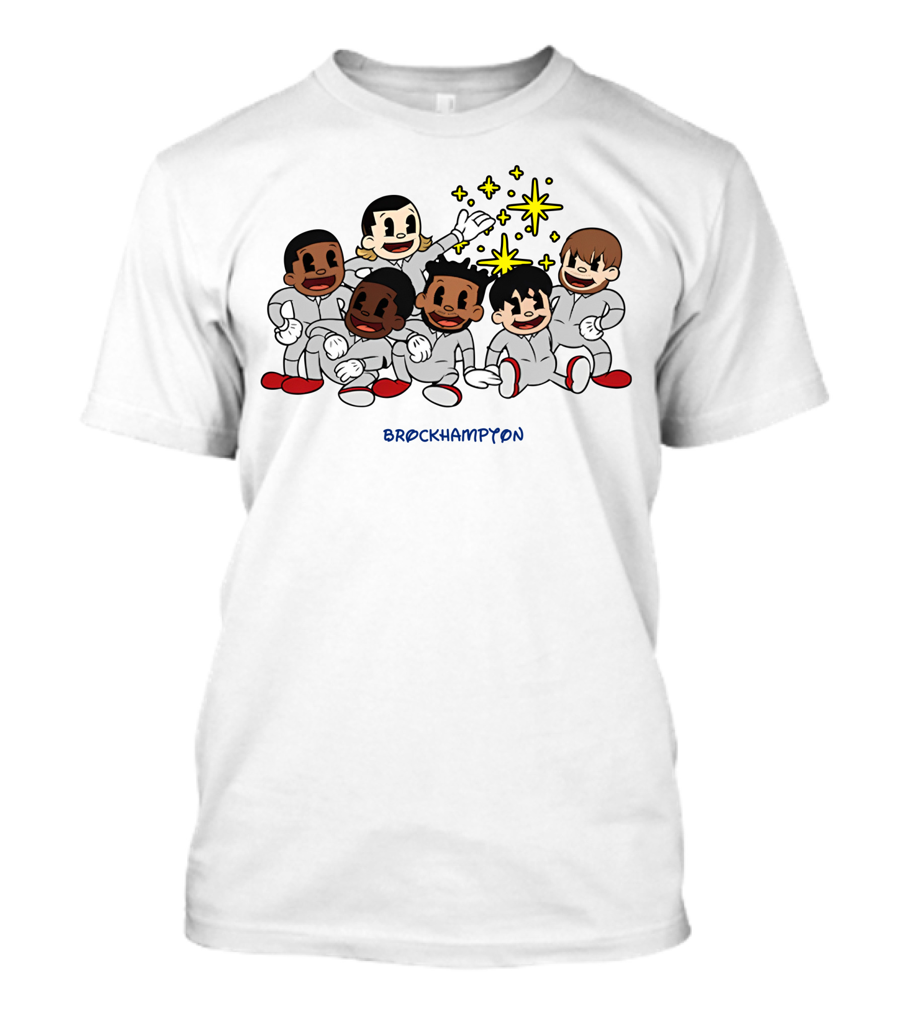 Brockhampton Cartoon Group Portrait With Stars T-Shirt