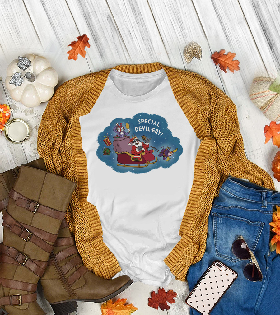 Special Devil-Ery Santa Sleigh With Gifts And Characters T-Shirt