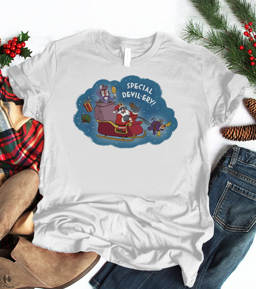 Special Devil-Ery Santa Sleigh With Gifts And Characters T-Shirt