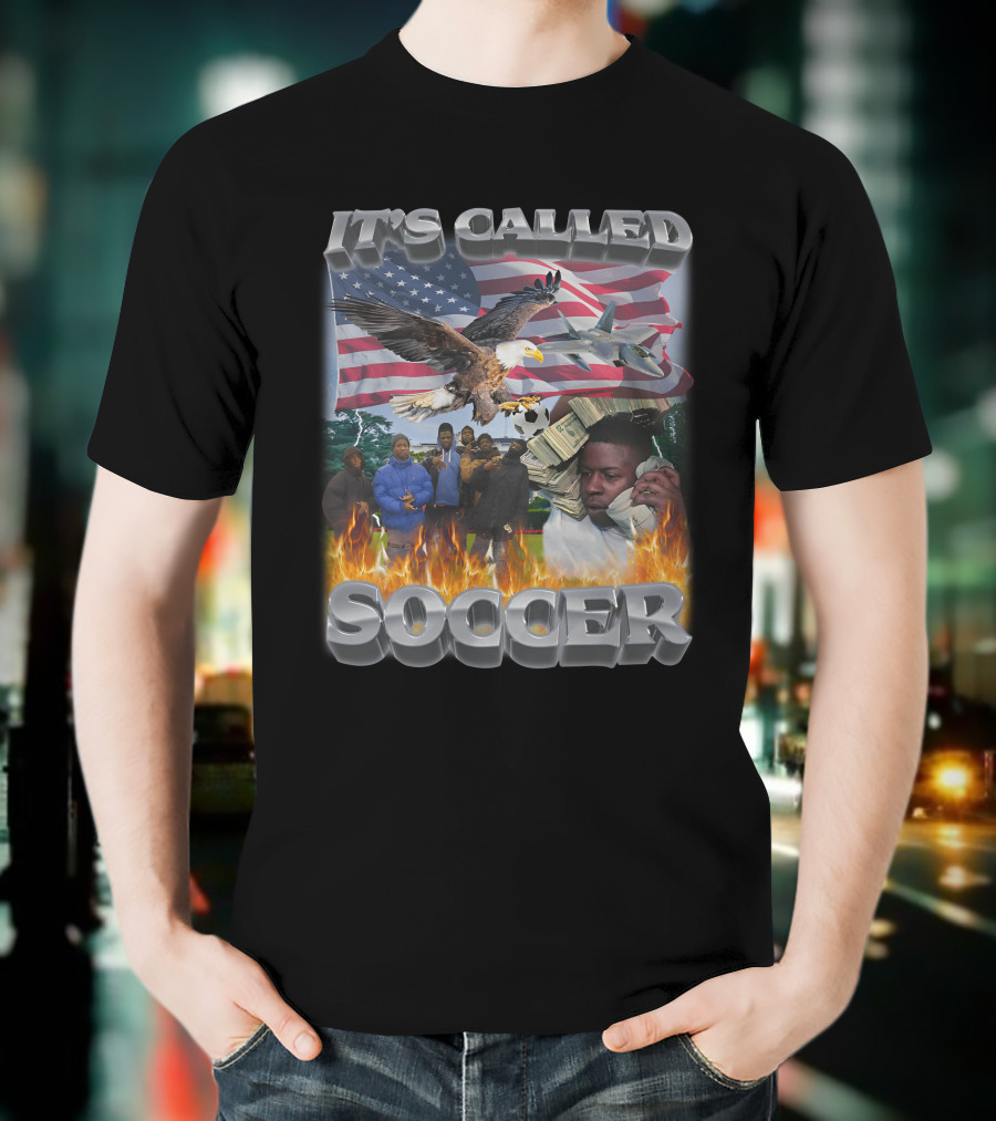 It's Called Soccer Swag Stimulus American Flag Eagle Money Flames T-Shirt