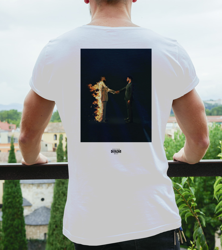 Boston Celtics 18/19 Jayson Tatum Jaylen Brown Handshake Fire T-Shirt