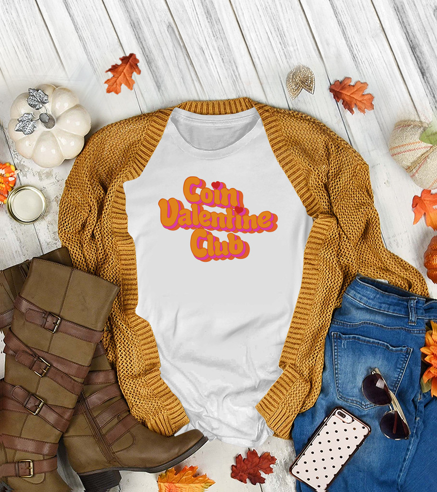 Coin Valentine Club Retro Style With Heart Accents T-Shirt