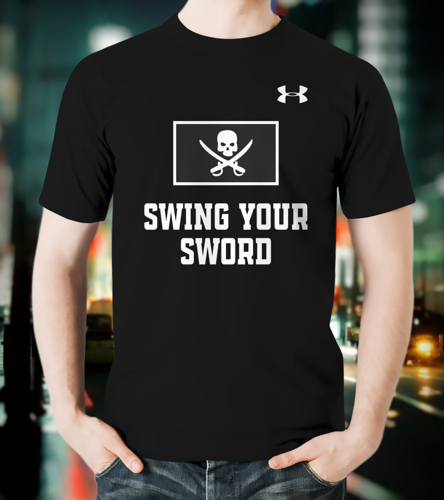 Joey Mcguire Swing Your Sword Coach Leach Skull Crossed Swords Under Armour T-Shirt