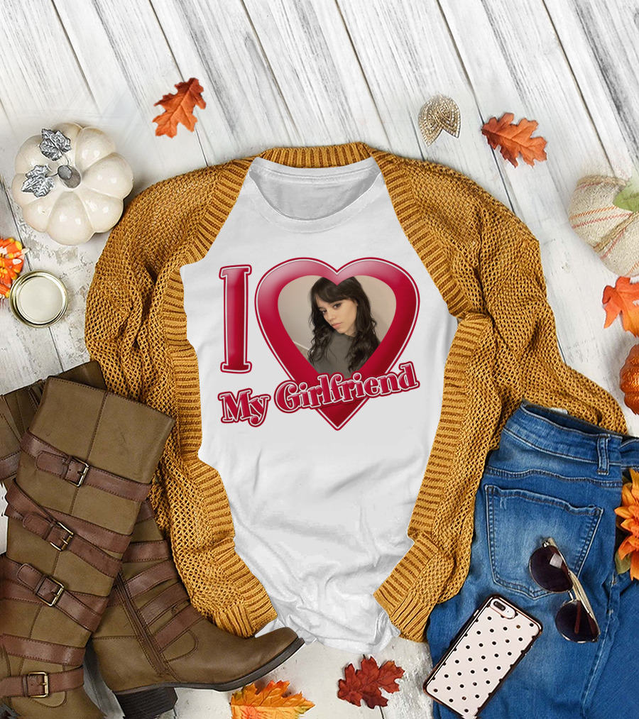 I Love My Girlfriend Jenna Ortega Heart Photo T-Shirt