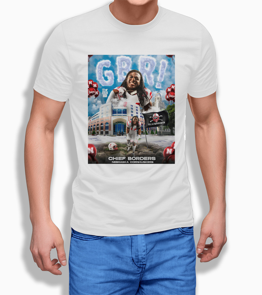 GBR Chief Borders Nebraska Cornhuskers Blackshirts Memorial Stadium T-Shirt