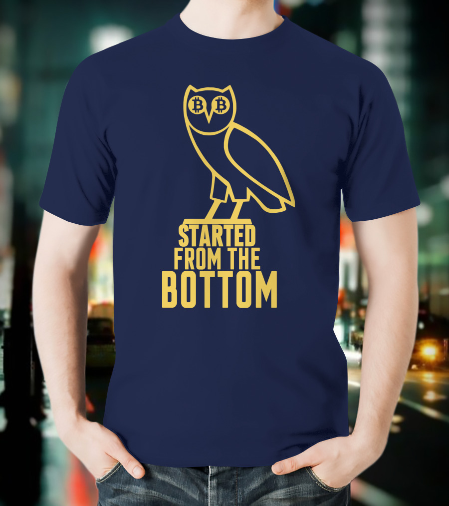 Mr Hodl Bitcoin Started From The Bottom Owl Bitcoin Eyes T-Shirt