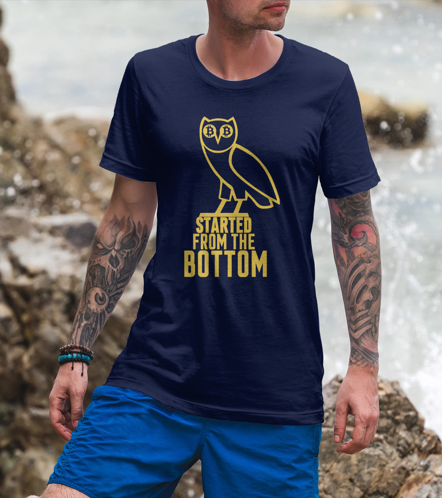 Mr Hodl Bitcoin Started From The Bottom Owl Bitcoin Eyes T-Shirt