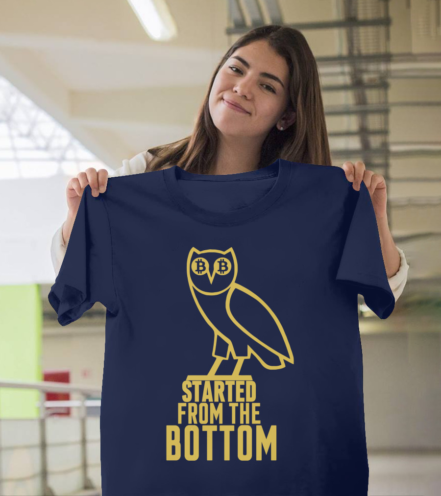 Mr Hodl Bitcoin Started From The Bottom Owl Bitcoin Eyes T-Shirt