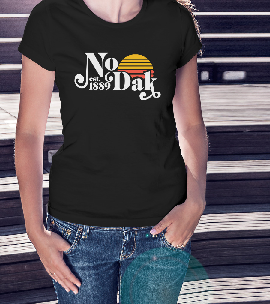 No Dak Est 1889 Retro Sunset T-Shirt