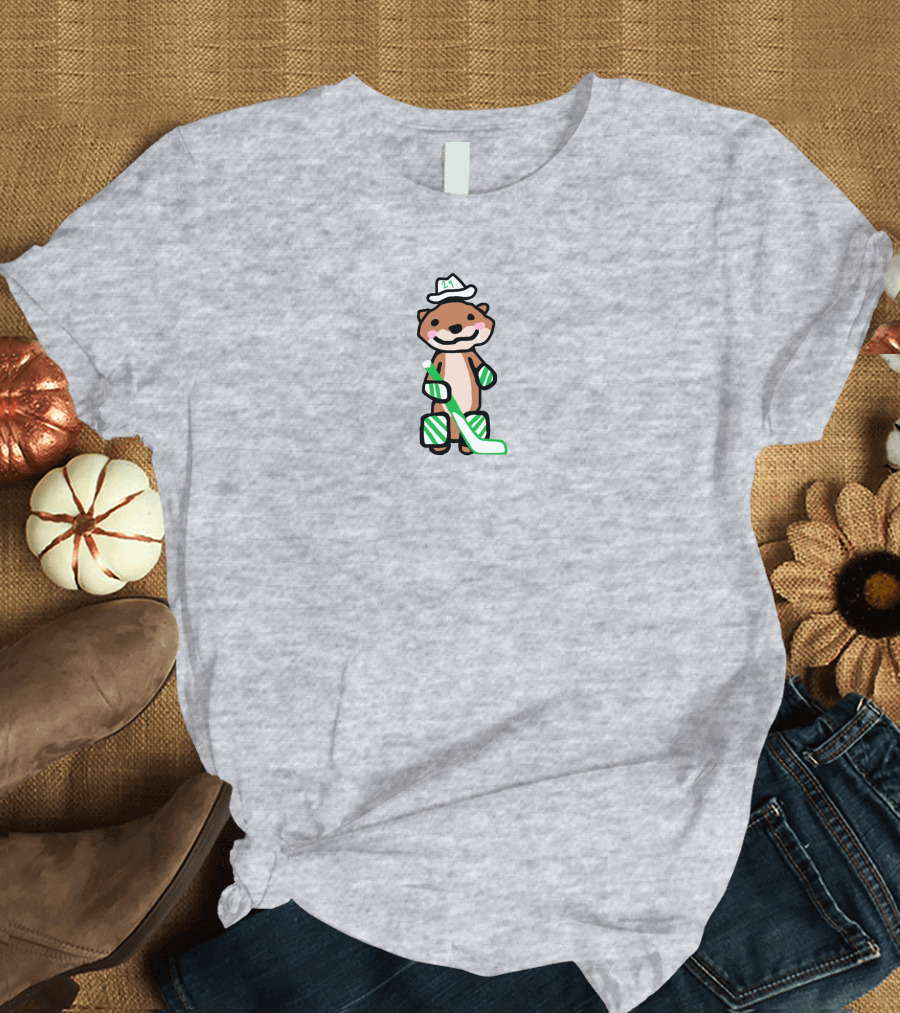 Otter Cowboy With Hockey Stick T-Shirt