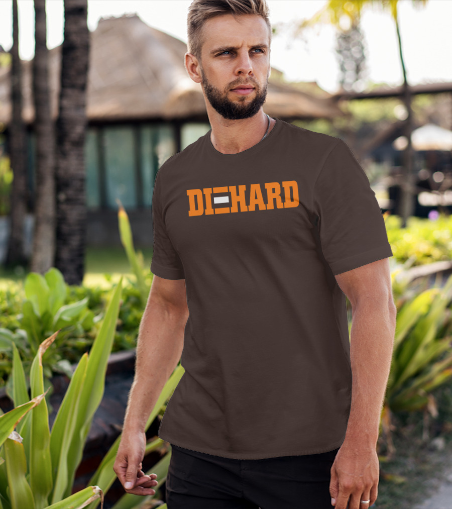 Yvette Diehard Equal Symbol Text In Bold Orange Font T-Shirt