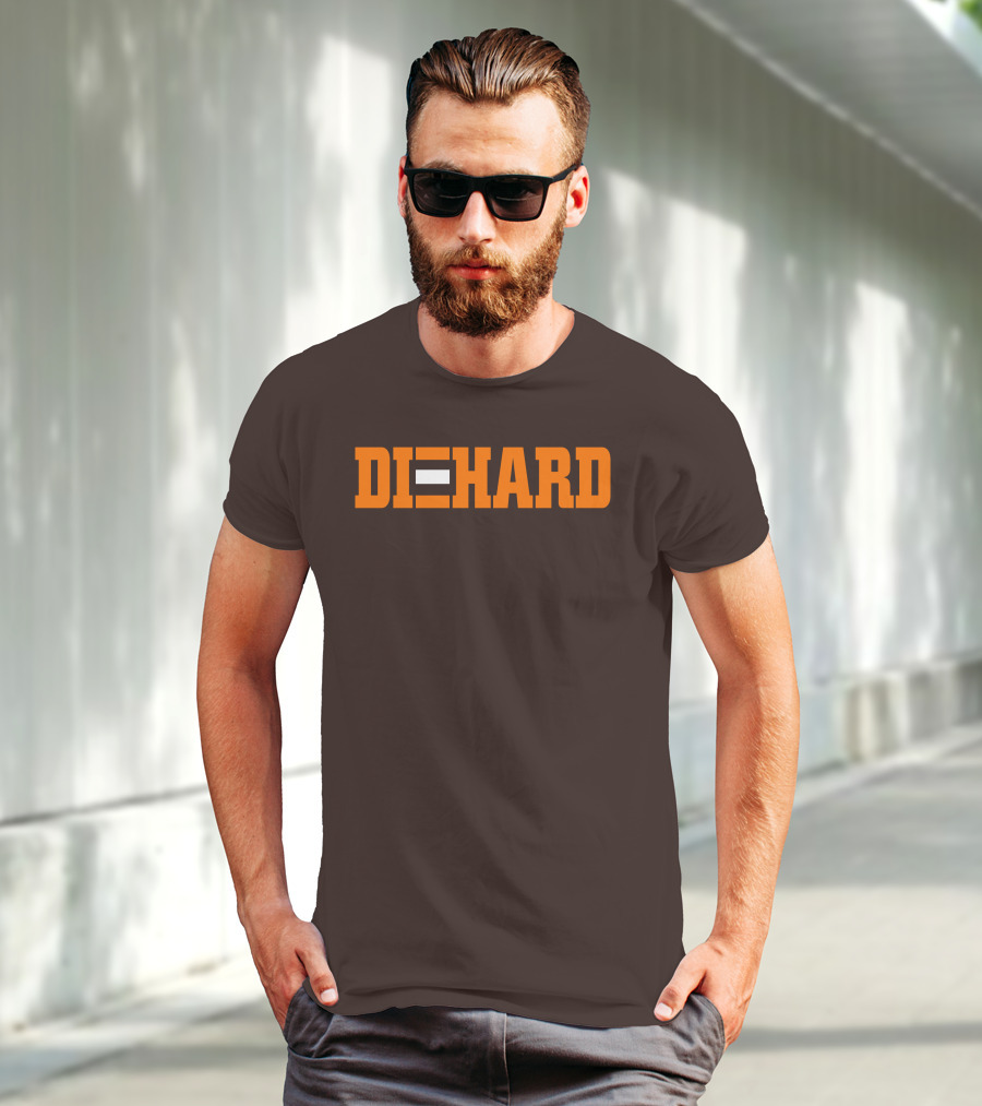 Yvette Diehard Equal Symbol Text In Bold Orange Font T-Shirt