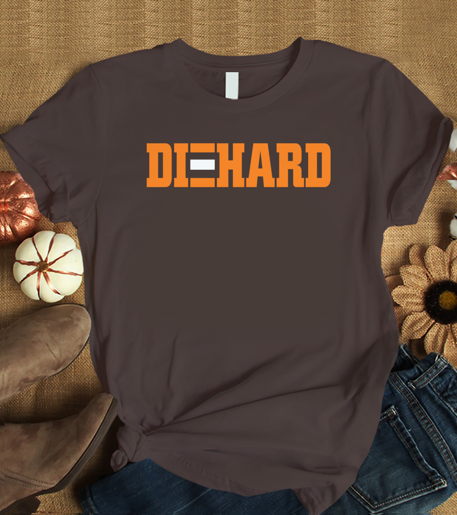 Yvette Diehard Equal Symbol Text In Bold Orange Font T-Shirt