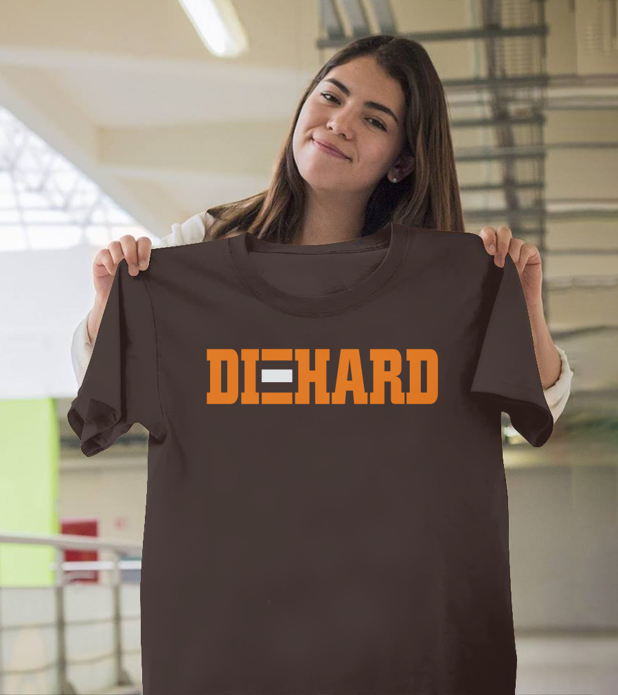 Yvette Diehard Equal Symbol Text In Bold Orange Font T-Shirt