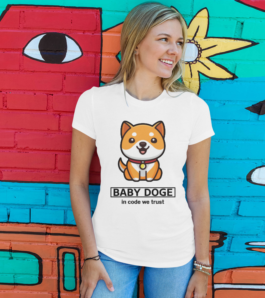 Baby Doge In Code We Trust Kawaii Shiba Inu Puppy T-Shirt