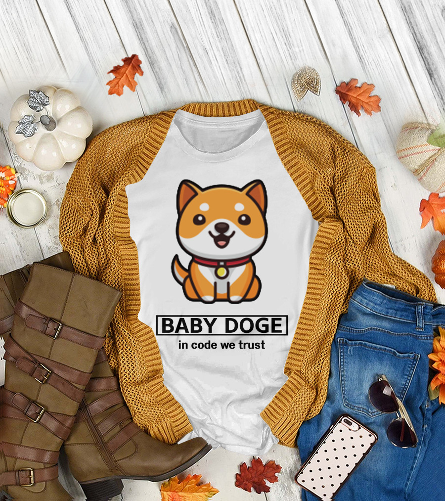 Baby Doge In Code We Trust Kawaii Shiba Inu Puppy T-Shirt