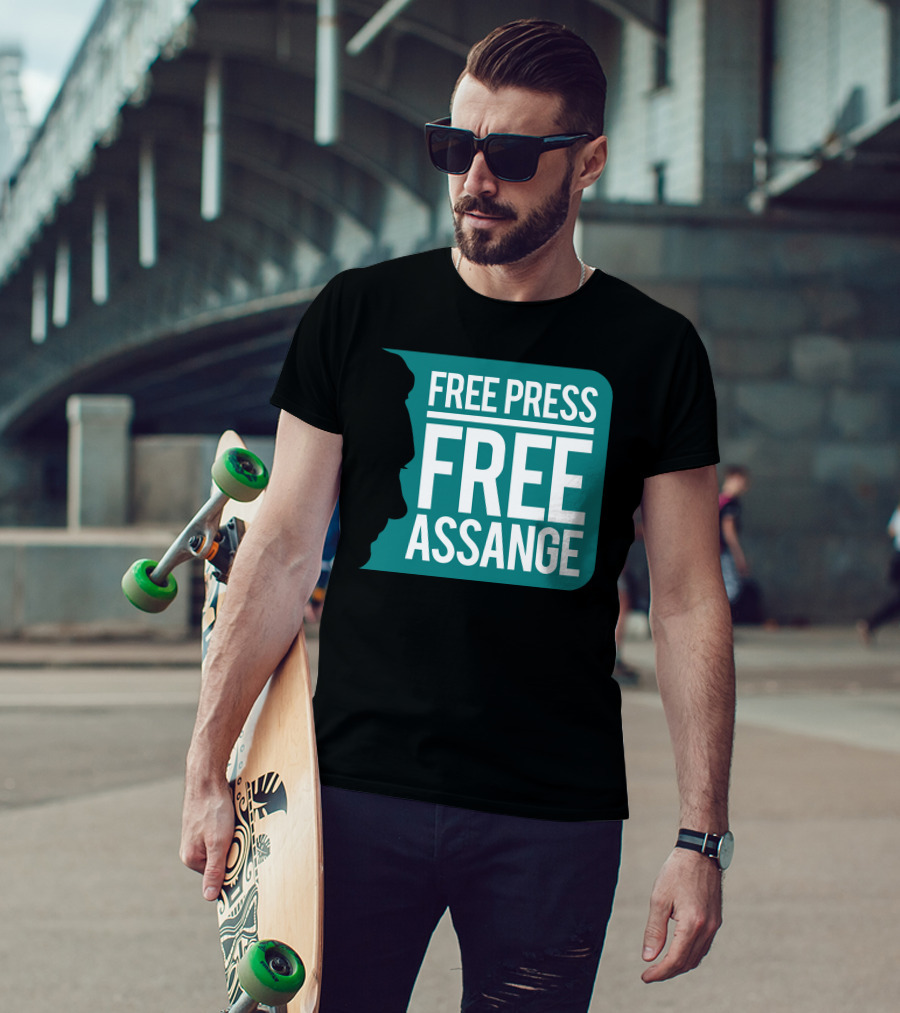 Free Press Free Assange Silhouette Campaign T-Shirt