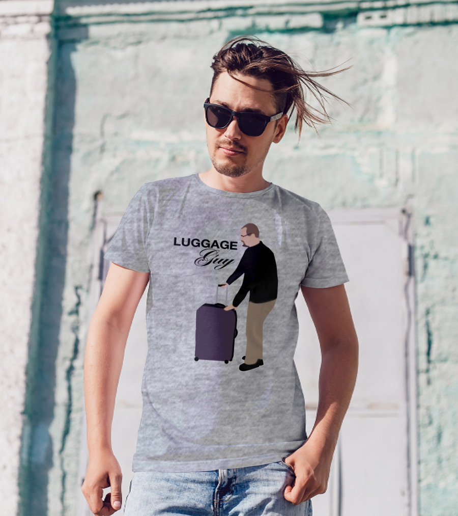 Luggage Guy Barstool Icon With Rolling Suitcase T-Shirt