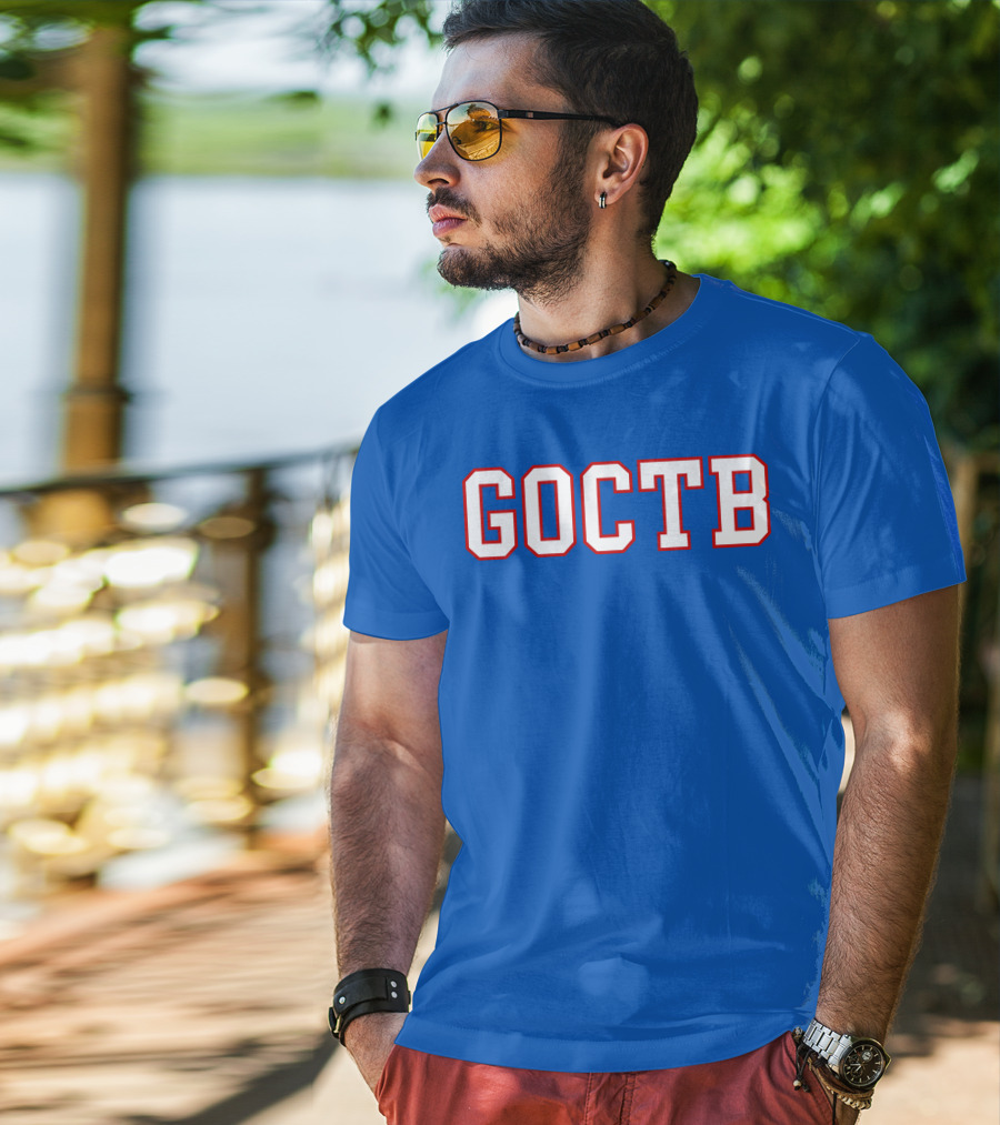 GOCTB 26 S Store Bold Lettering On Blue T-Shirt