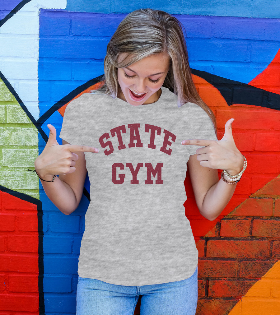 State Gym Vintage Athletic Typography T-Shirt