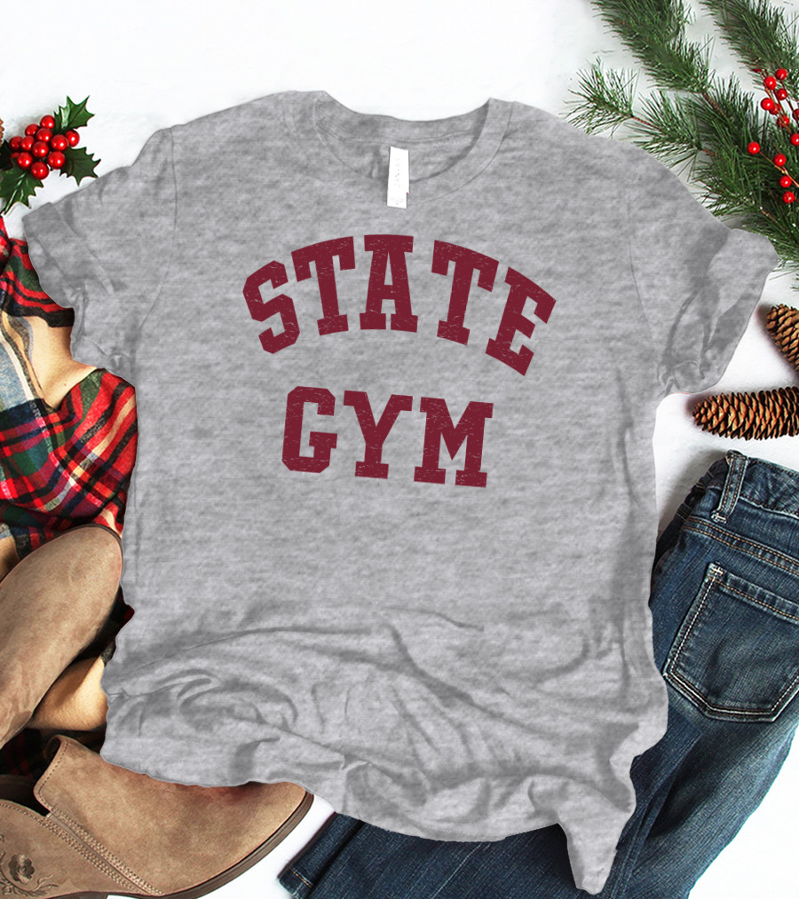 State Gym Vintage Athletic Typography T-Shirt