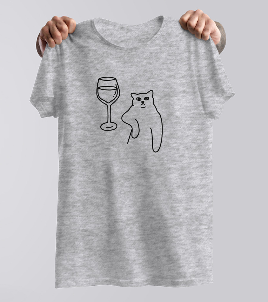 Chat De Vin Wine Glass Cat T-Shirt