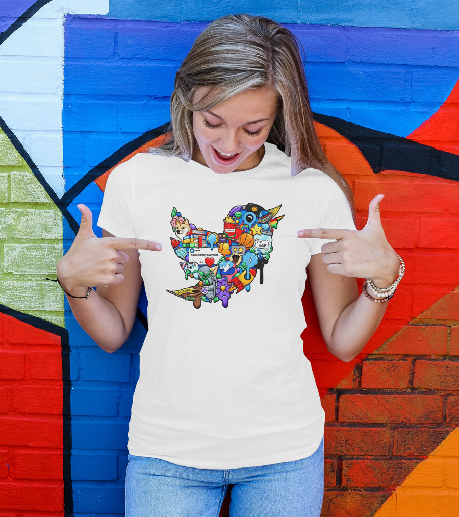 Tweetup Hello Literally Everyone Tip Jar Pop Culture Icons Mashup T-Shirt
