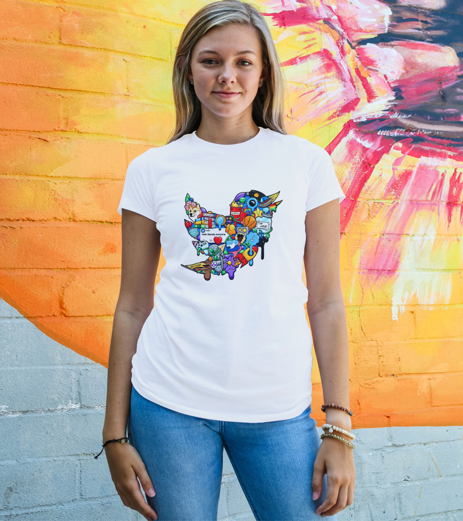 Tweetup Hello Literally Everyone Tip Jar Pop Culture Icons Mashup T-Shirt