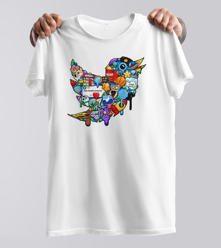 Tweetup Hello Literally Everyone Tip Jar Pop Culture Icons Mashup T-Shirt