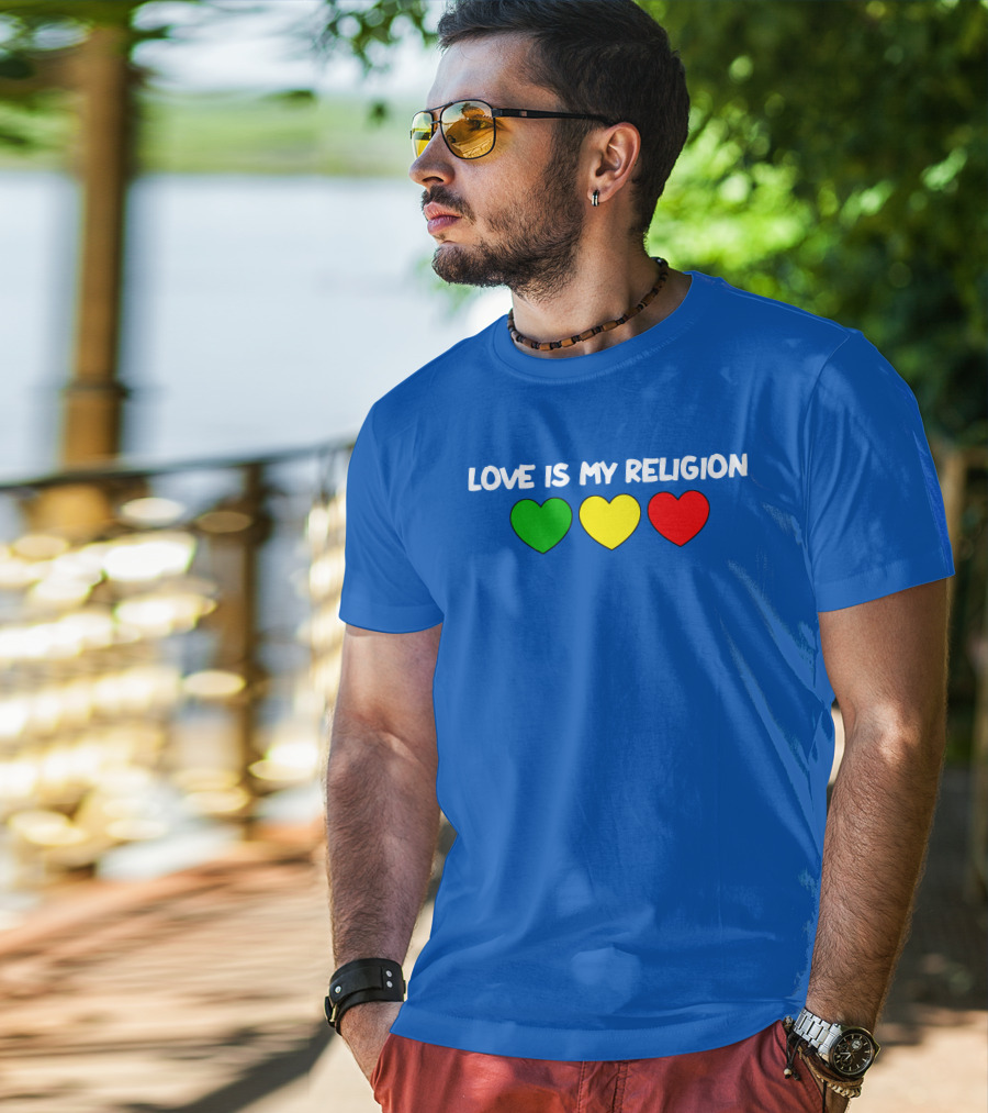 Ziggy Marley Love Is My Religion Green Yellow Red Hearts T-Shirt