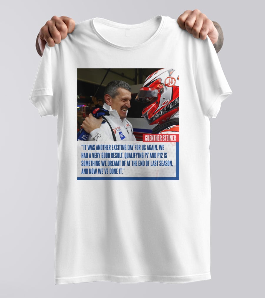 Guenther Steiner Haas F1 Bahrain GP Qualifying P7 P12 Achievement T-Shirt