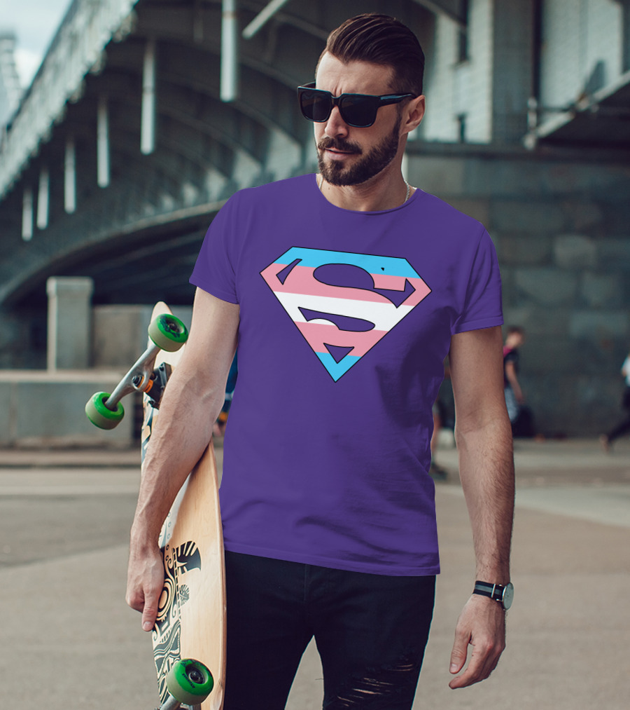 Superman Logo Trans Flag Trans Rights Are Human Rights T-Shirt