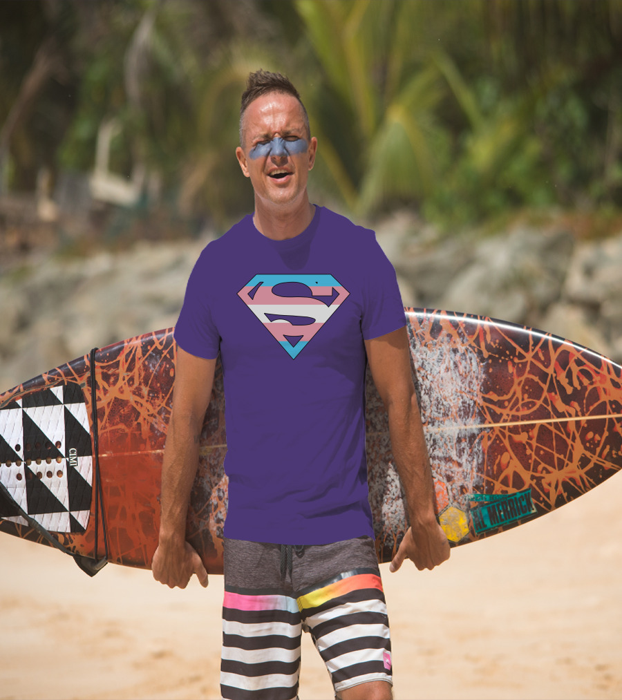 Superman Logo Trans Flag Trans Rights Are Human Rights T-Shirt