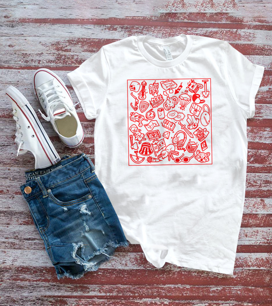 Tommyinnit Store Iconic Red Doodle Collection T-Shirt