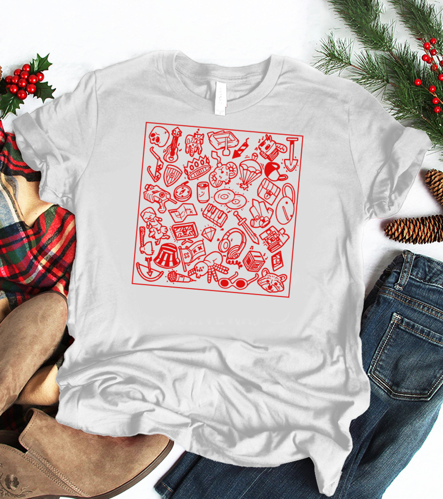 Tommyinnit Store Iconic Red Doodle Collection T-Shirt
