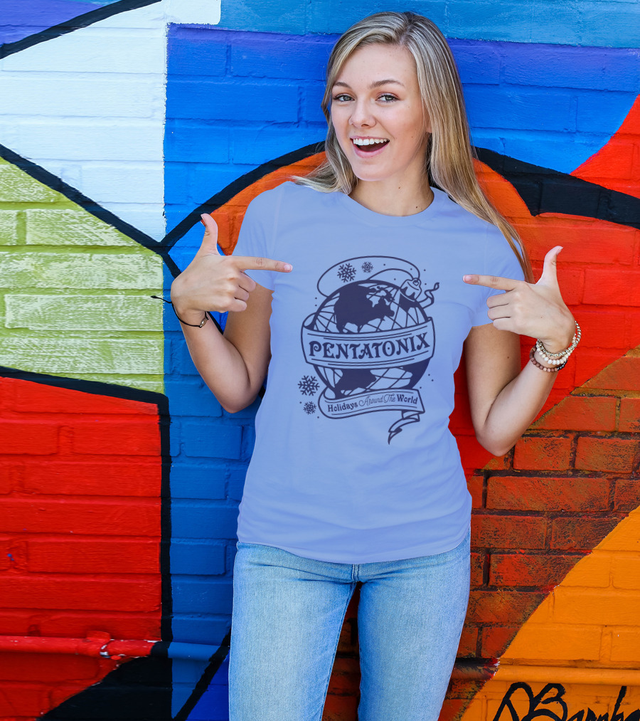 Pentatonix Holidays Around The World Globe And Snowflakes T-Shirt