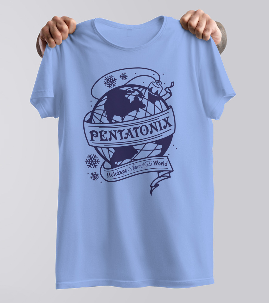 Pentatonix Holidays Around The World Globe And Snowflakes T-Shirt
