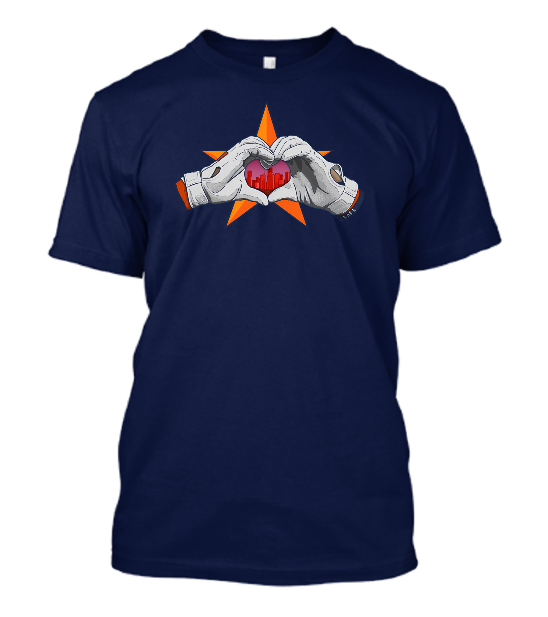 713Shirts Love Hou Astronaut Hands Heart Skyline Star Background T-Shirt